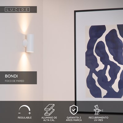 Lucide BONDI - Foco de pared / Lámpara de pared - 2xGU10 - Blanco